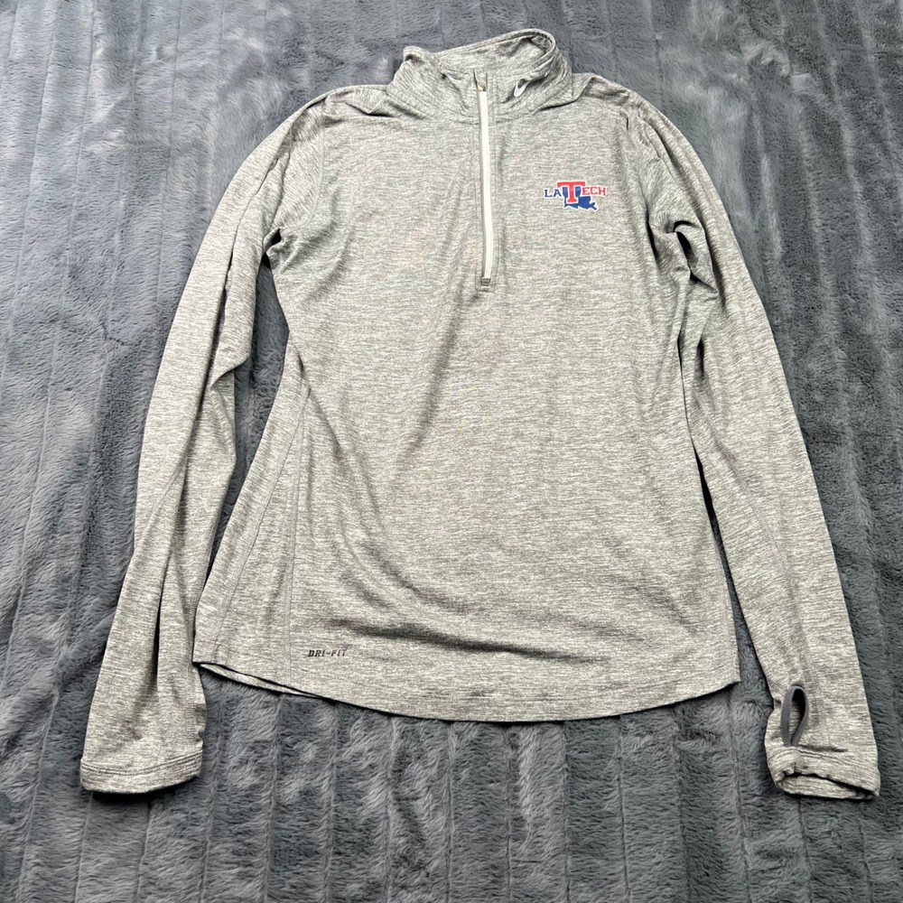 Nike Dri-FIT Louisiana Tech LA Tech Grey Quarter Zip Pullover Womens Medium